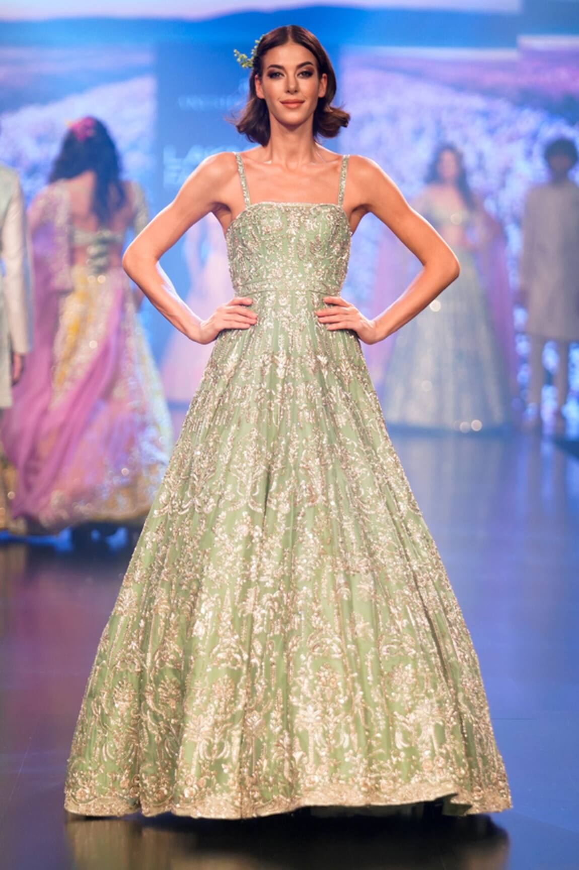 Anushree Reddy Micah Flower Chandelier Embroidered Gown