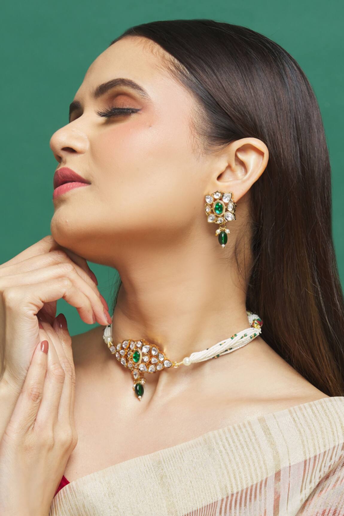 Our Purple Studio Kundan Studded Choker Set