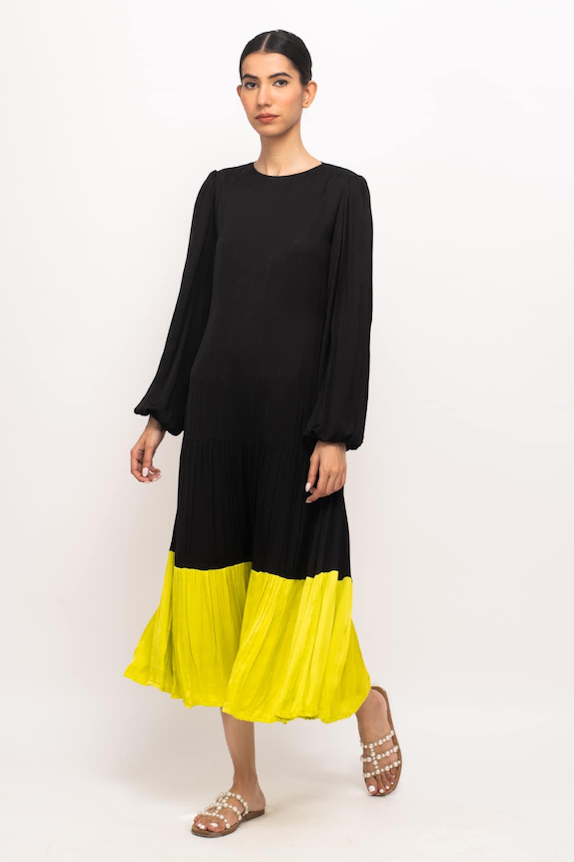 Neora By Nehal Chopra Contrast Panel Dress