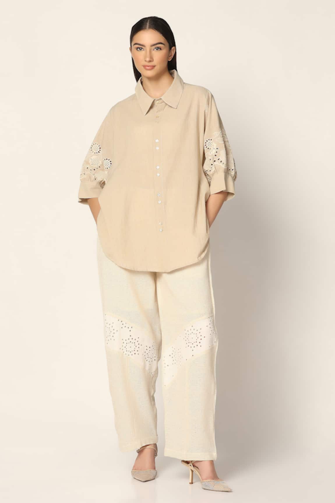 Two Sisters By Gyans Cotton Sleeve Embroidered Shirt