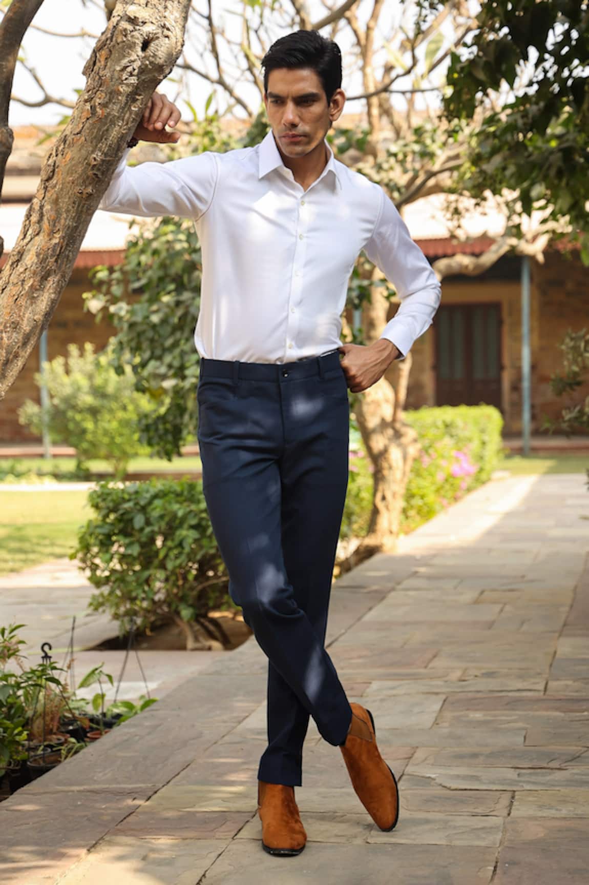 Raw & Rustic By Niti Bothra Buttoned Hem Handcrafted Jeans 