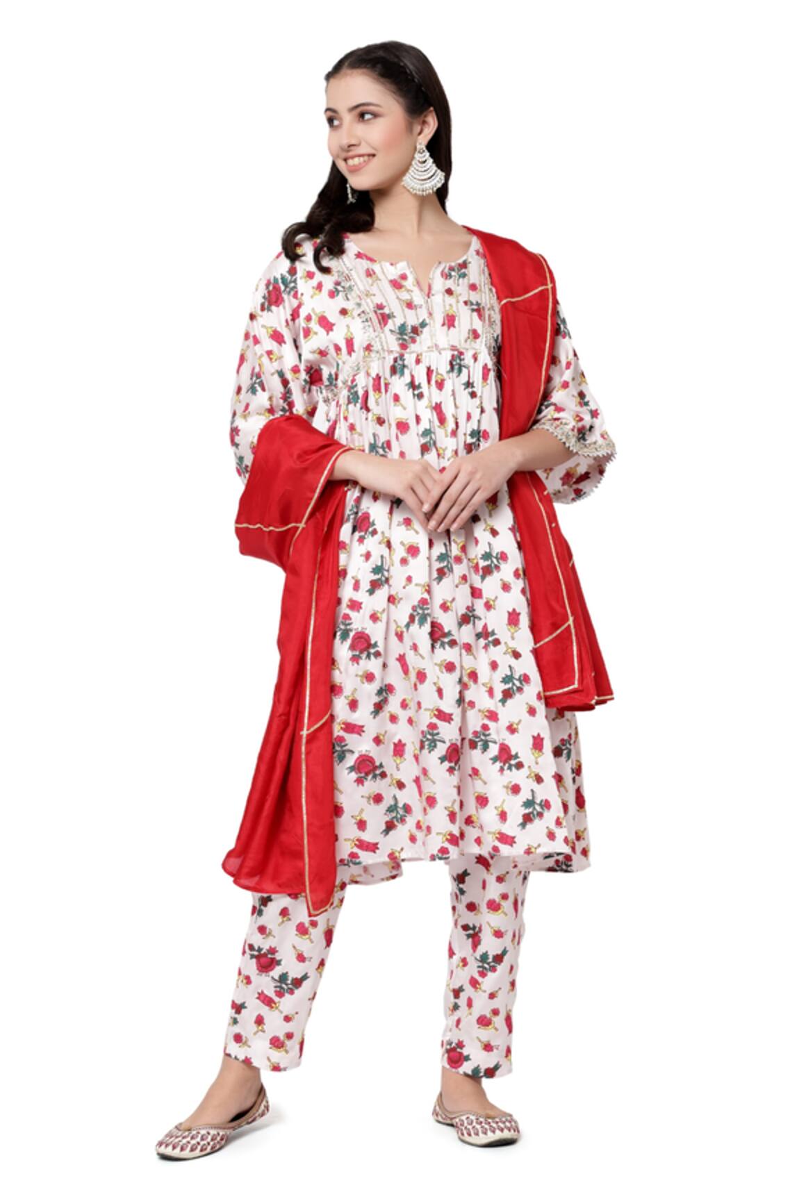 Shetab Kazmi Bell Sleeve Floral Print Kurta Set 