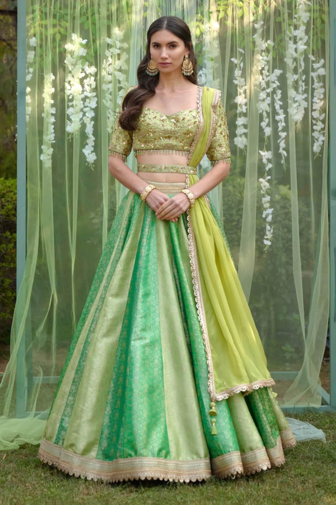 Shyam Narayan Prasad Brocade Bridal Lehenga Set With Zardozi Work Blouse 