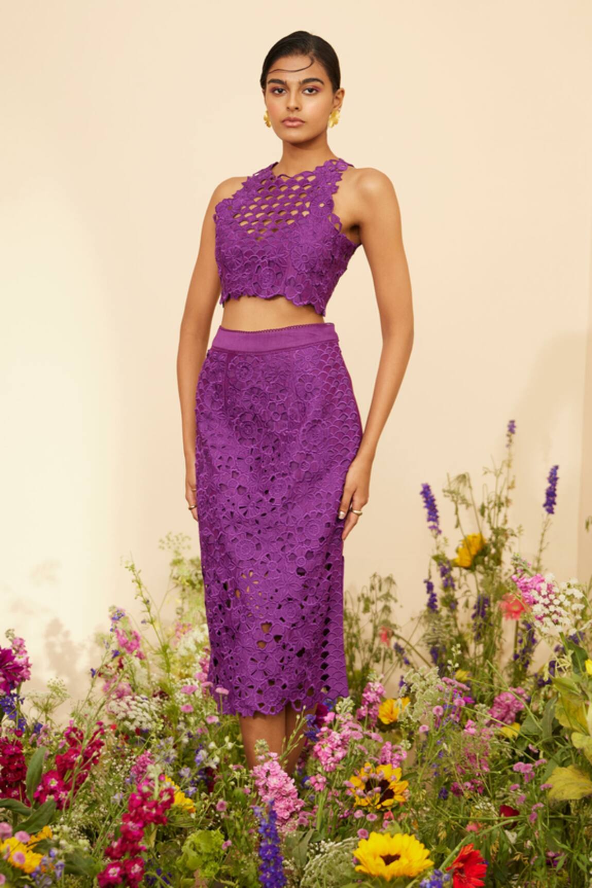 Chandrima Flower Cut Work Skirt