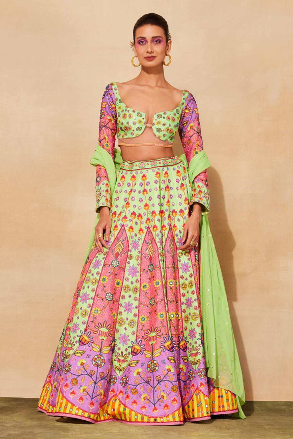 Diyarajvvir Floral & Geometric Print Lehenga Set