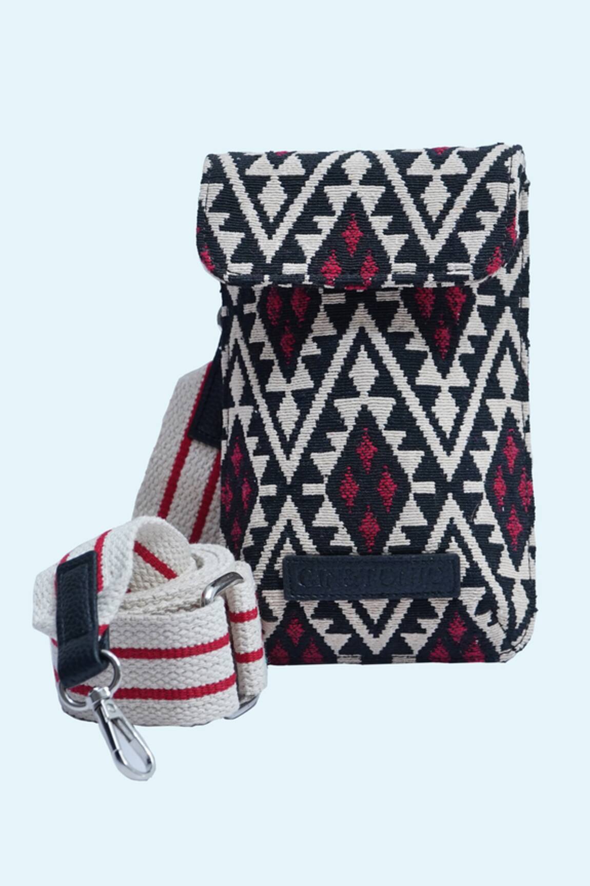 Gin & Tonic Jacquard Geometric Pattern Mobile Pouch