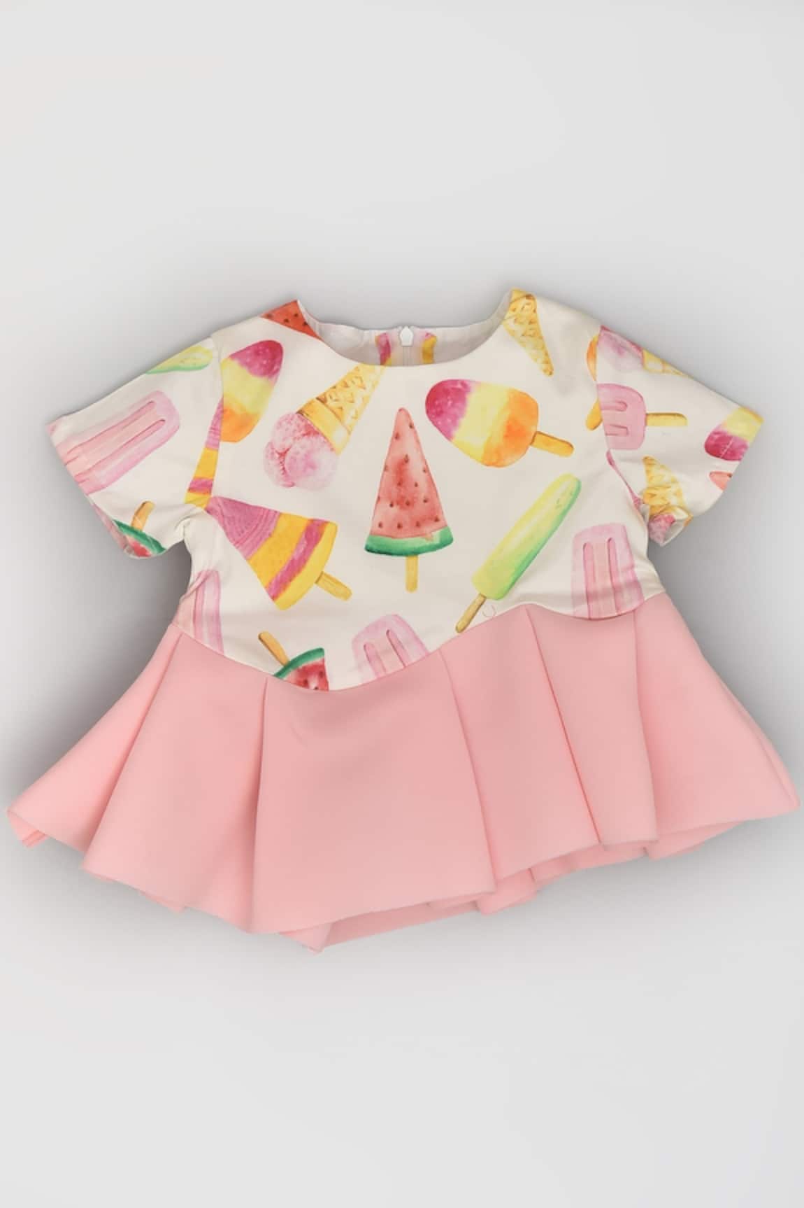 LA Dee DA Cotton Ice Cream Print Peplum Top & Short Set 