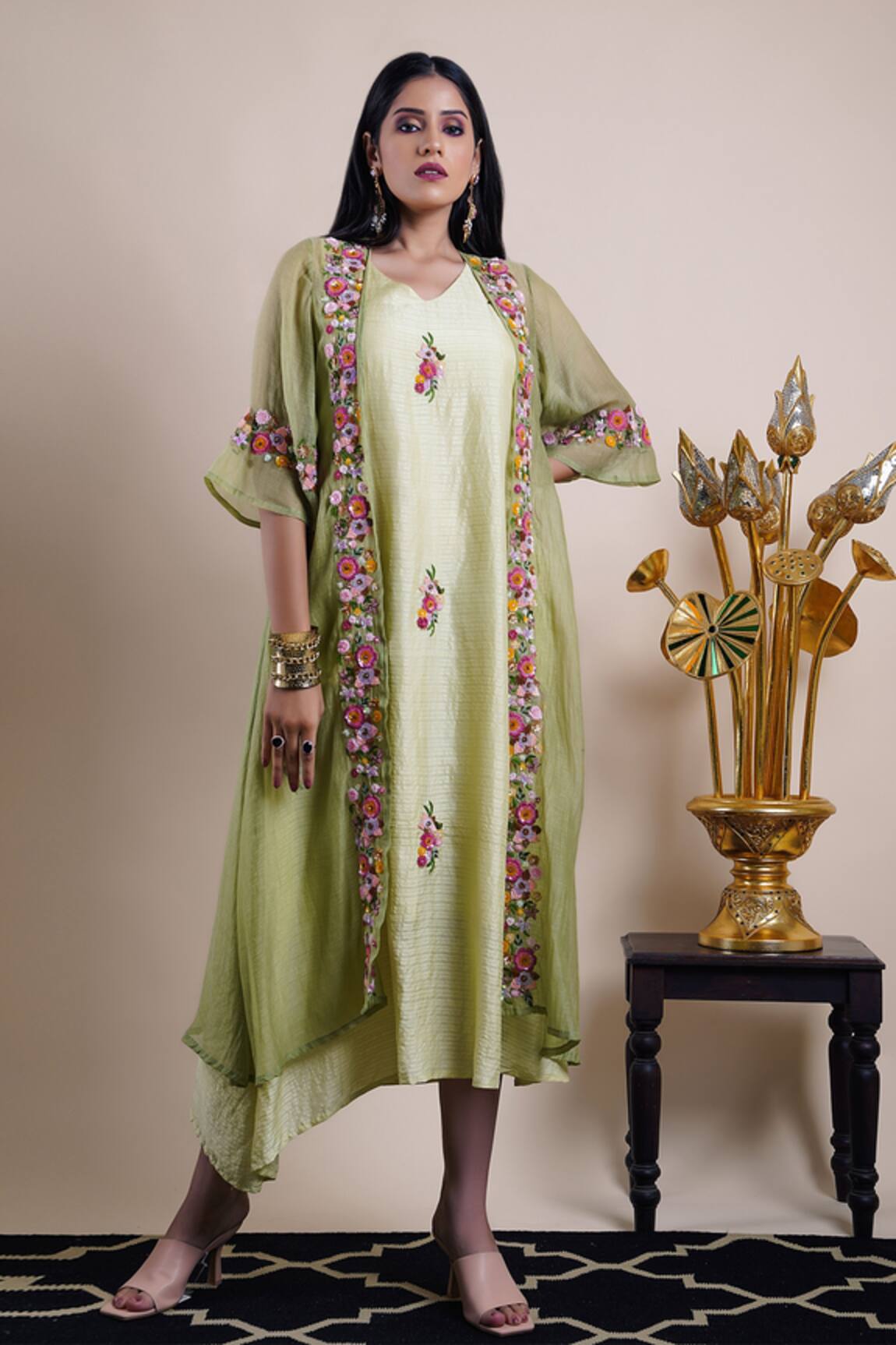 Bhusattva Asymmetric Dress With Shrug
