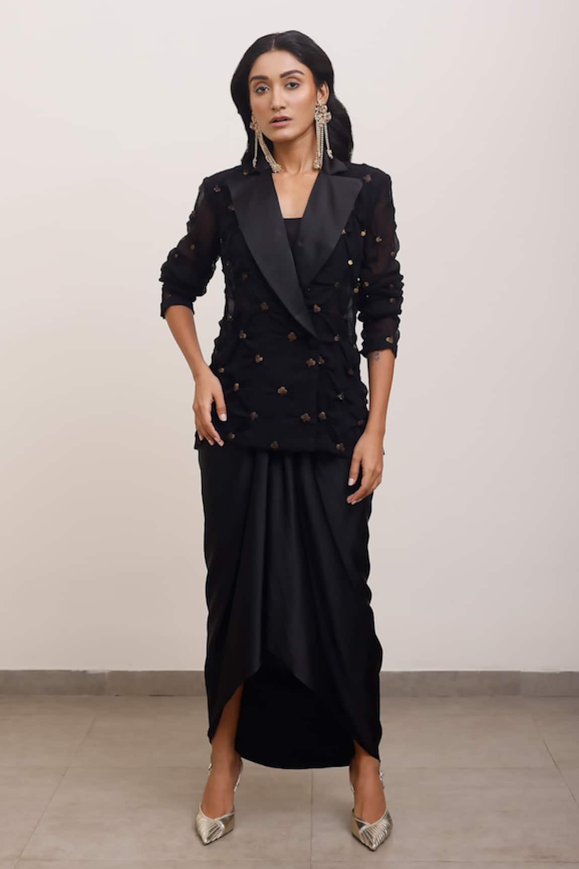 AK-OK Sequin Embellished Blazer & Skirt Set 