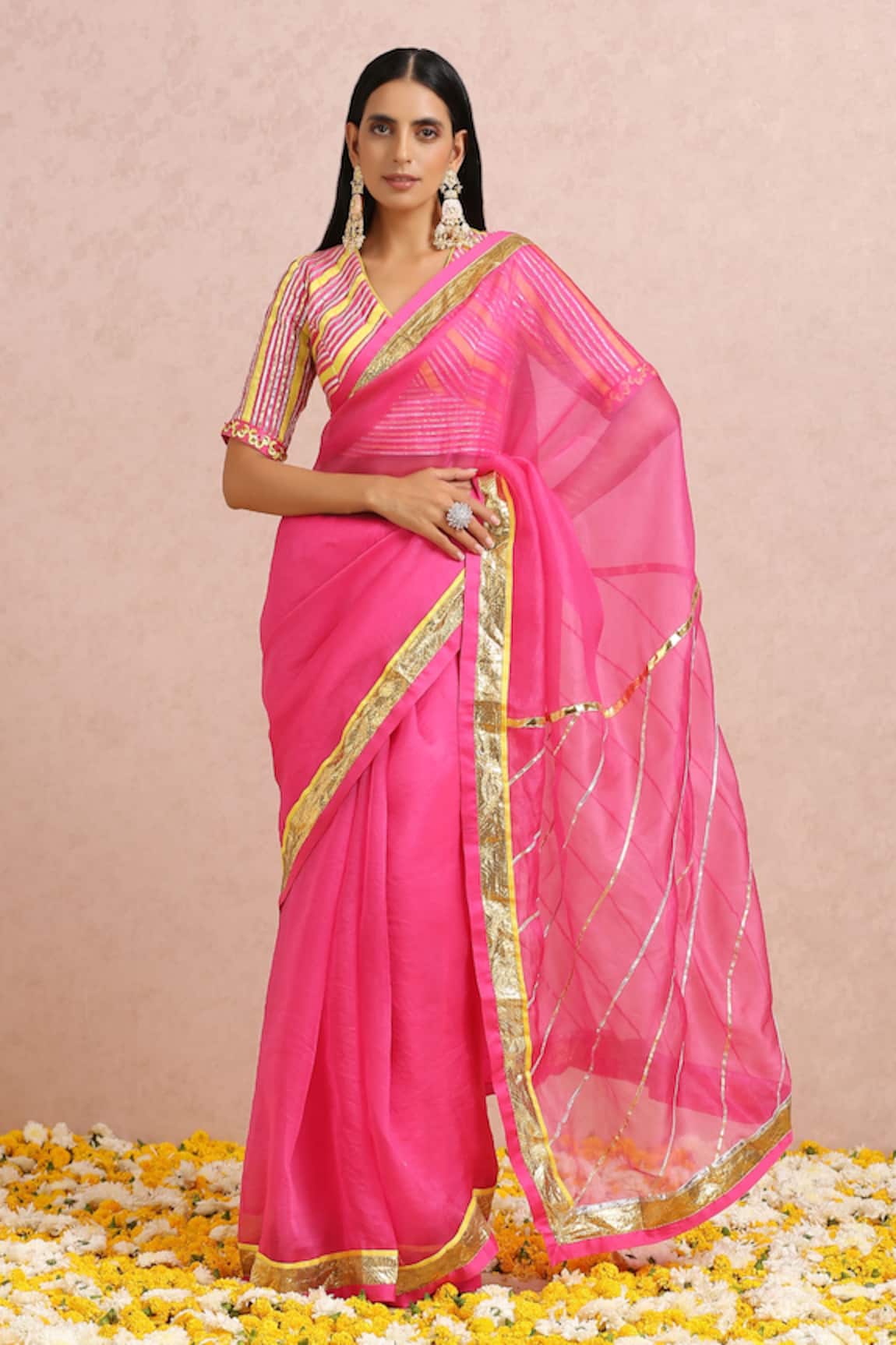 Label Nitika Embroidered Saree With Chanderi Blouse