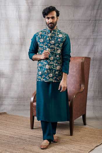 Soup By Sougat Paul Vintage Floral Print Bundi Kurta Set 