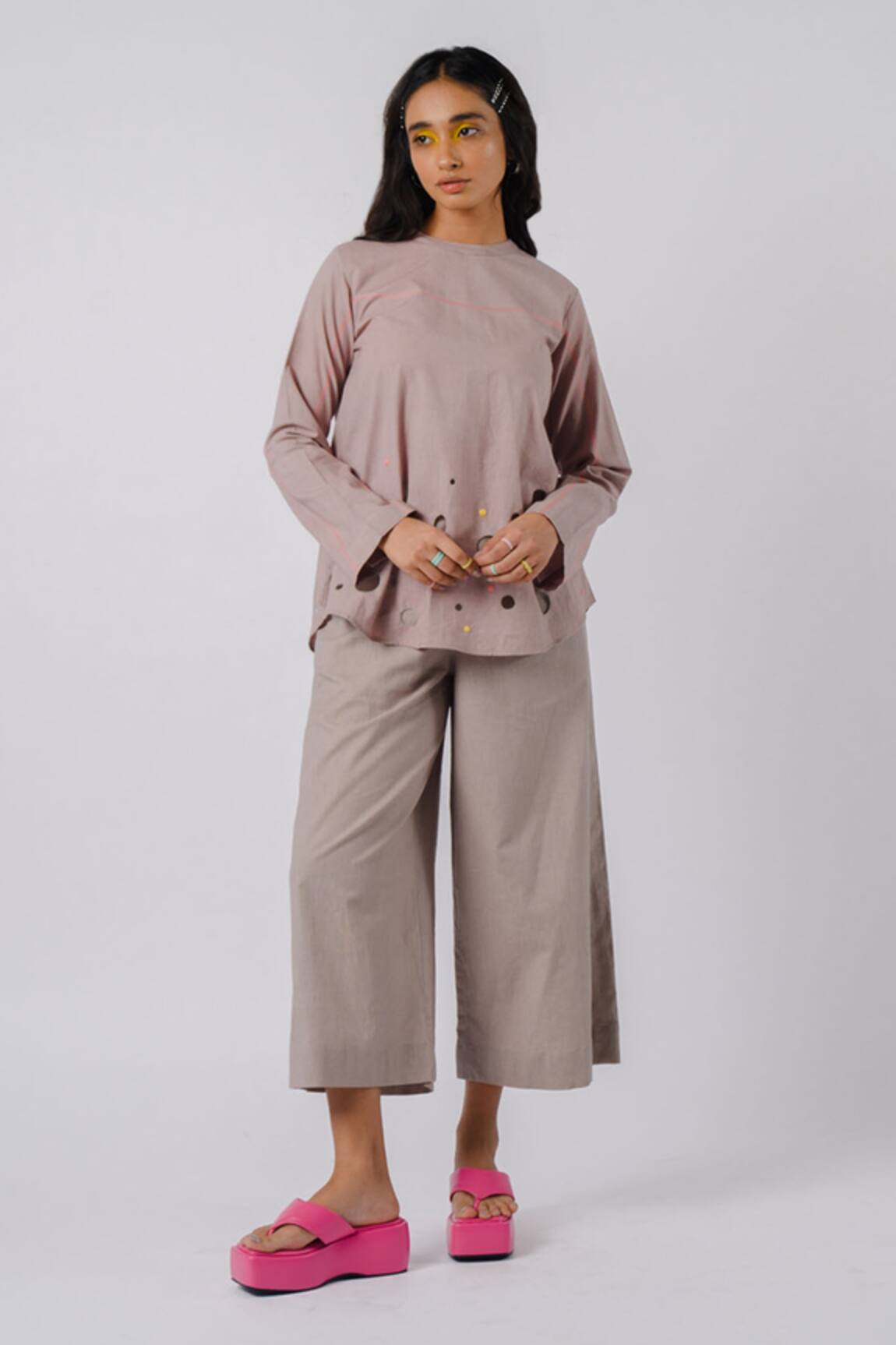 Tussah By Siddhi Shah Placed Cutwork Pattern Tunic With Pant