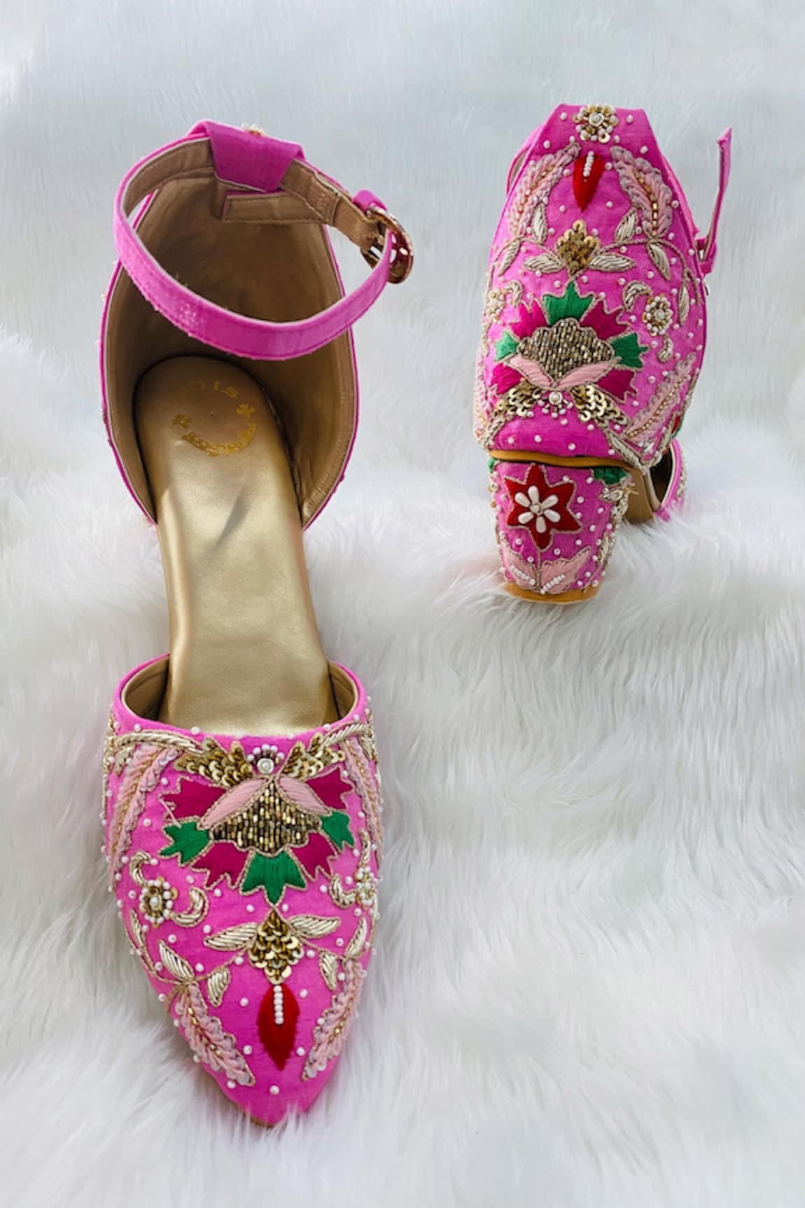 Rajasthani Stuff Kaansy Embroidered Mules Block Heels