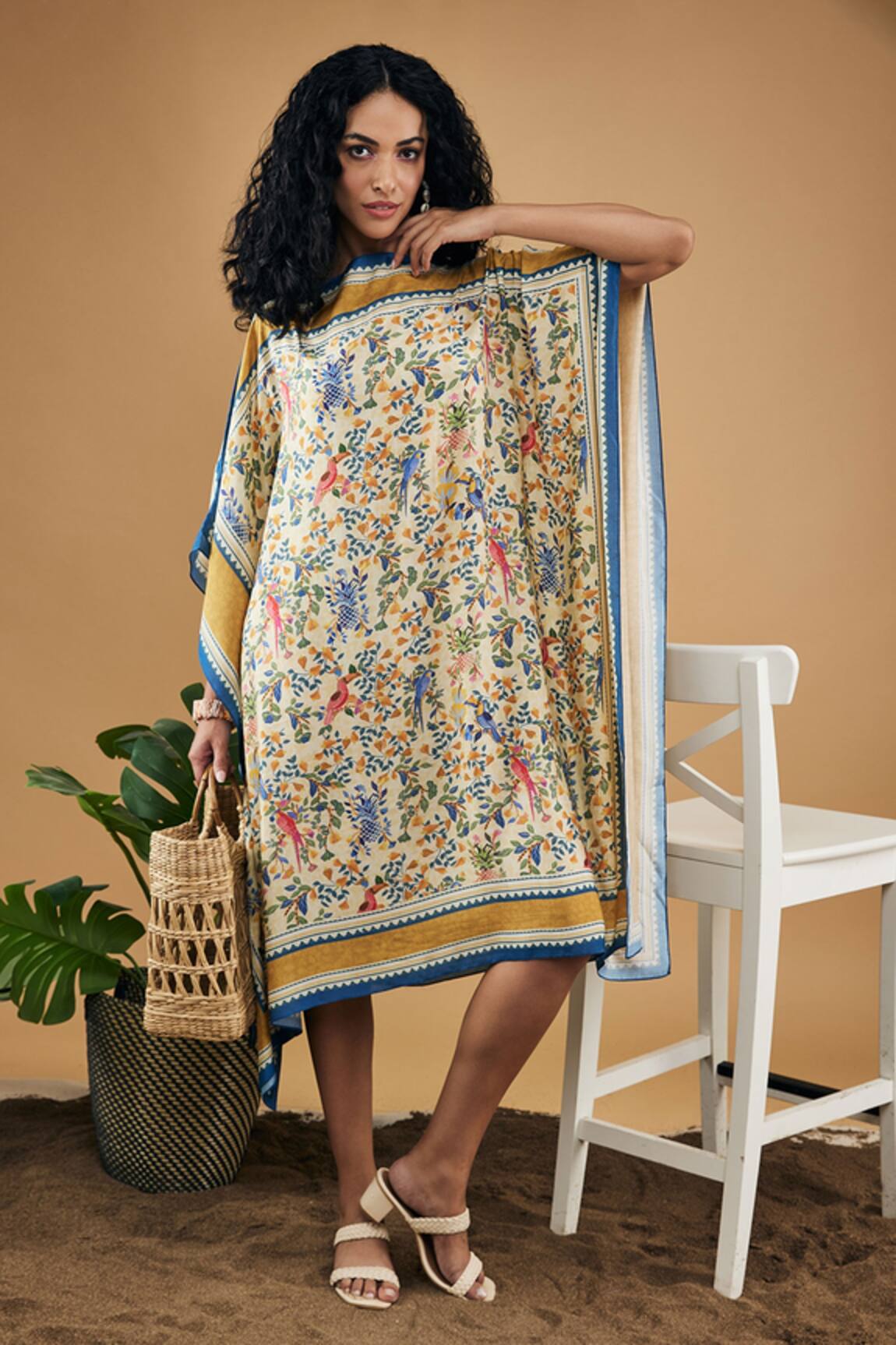 Soup By Sougat Paul Bird & Tile Printed Kaftan Dress 