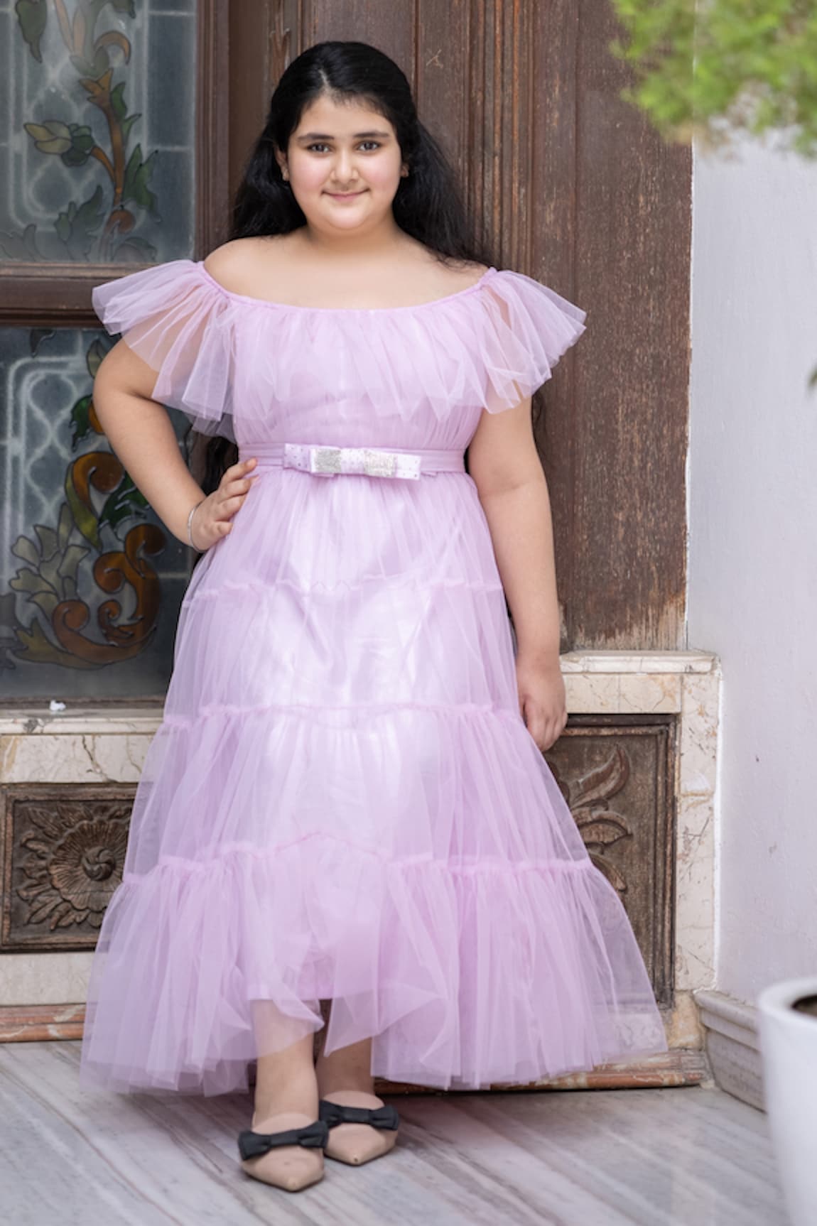 Darleen Kids Couture Aarisha Ruffled Neck Dress