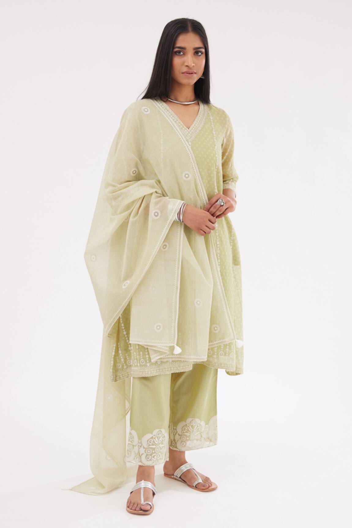 Kora Hand Block Print Short Kurta Pant Set