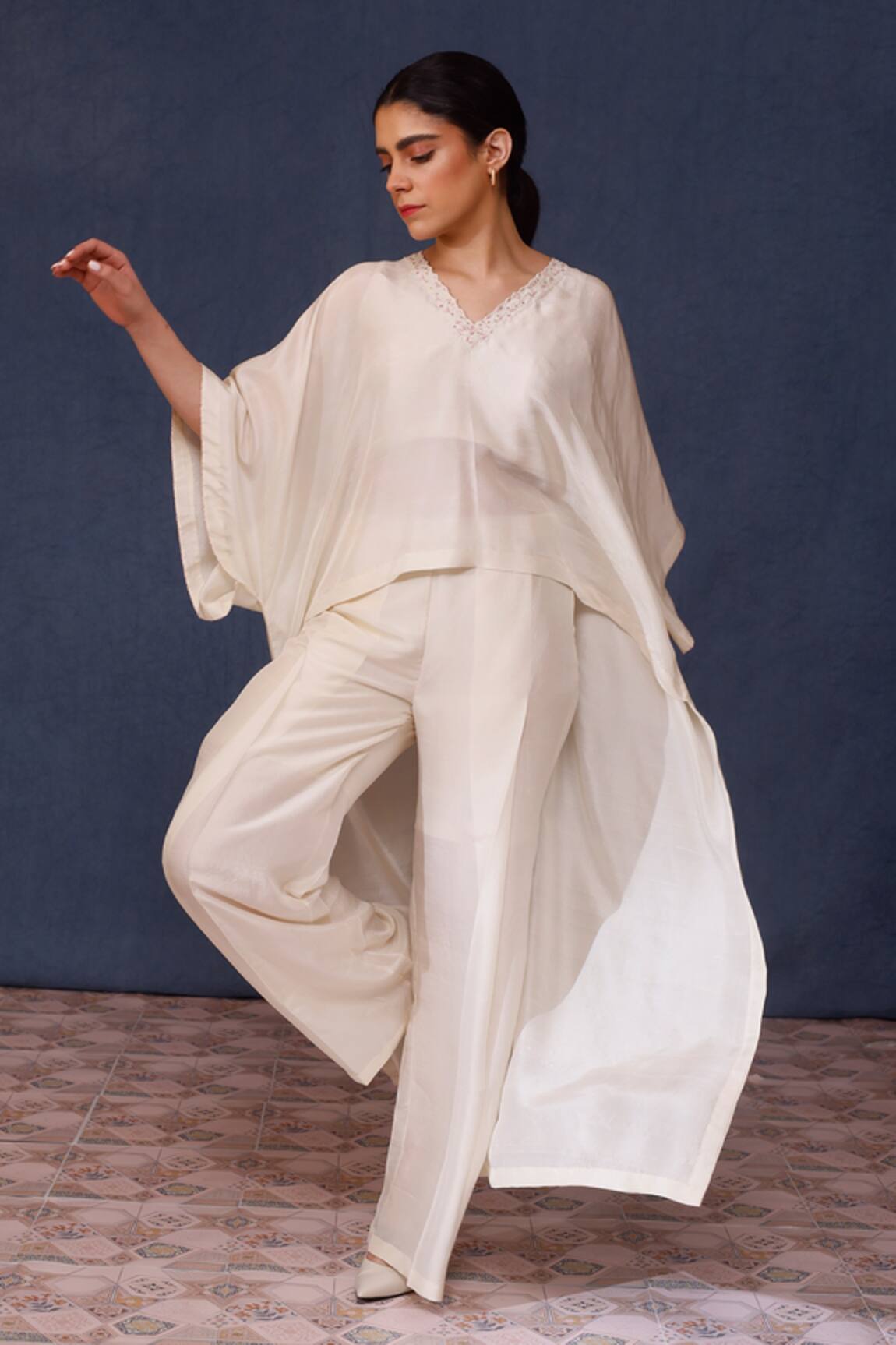 Chokhi Chorri Afro Silk Asymmetric Top With Pant 