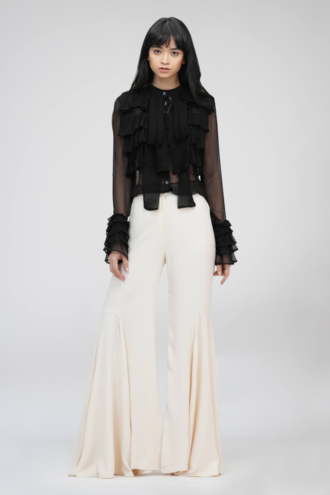 Shruti S Layered Ruffle Chiffon Shirt