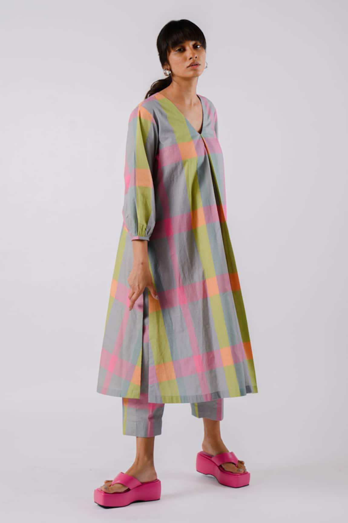 Tussah By Siddhi Shah Cotton Checkered Print Kurta