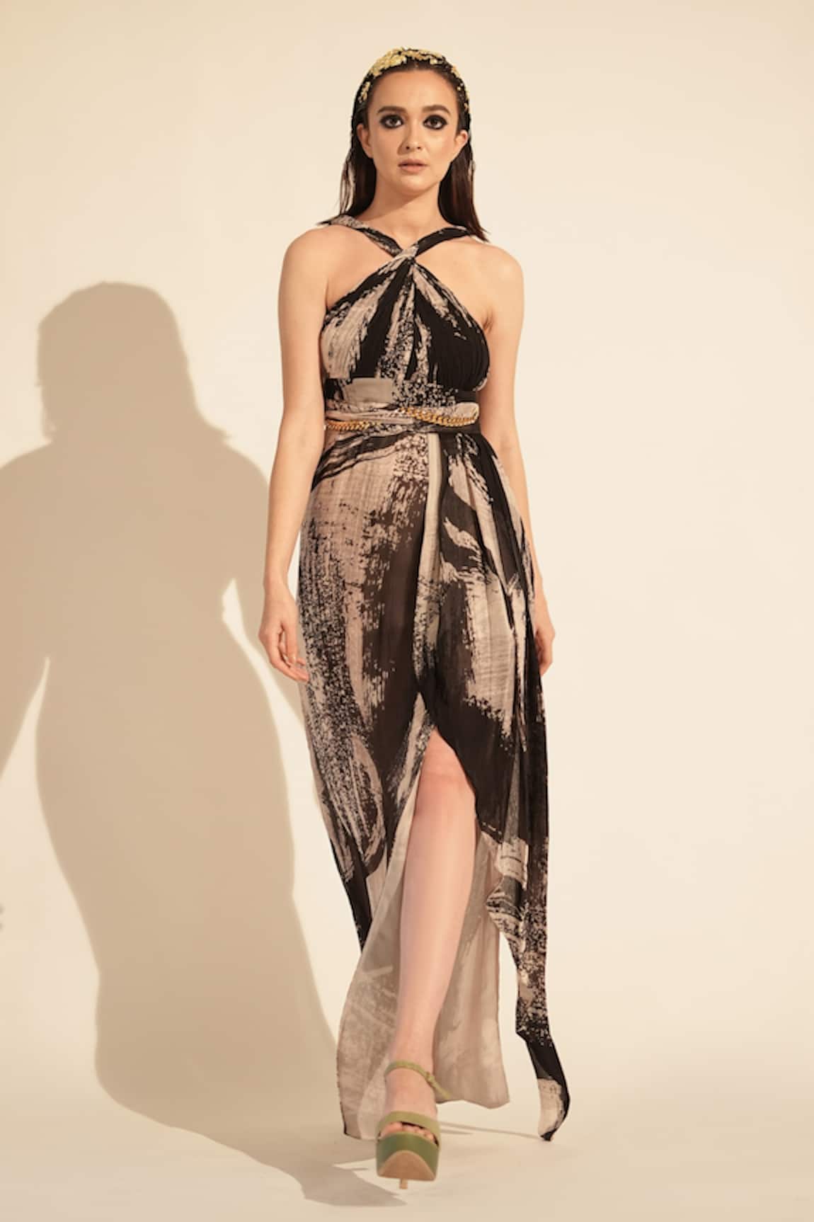 Nikita Mhaisalkar Brush Stroke Print Asymmetric Dress