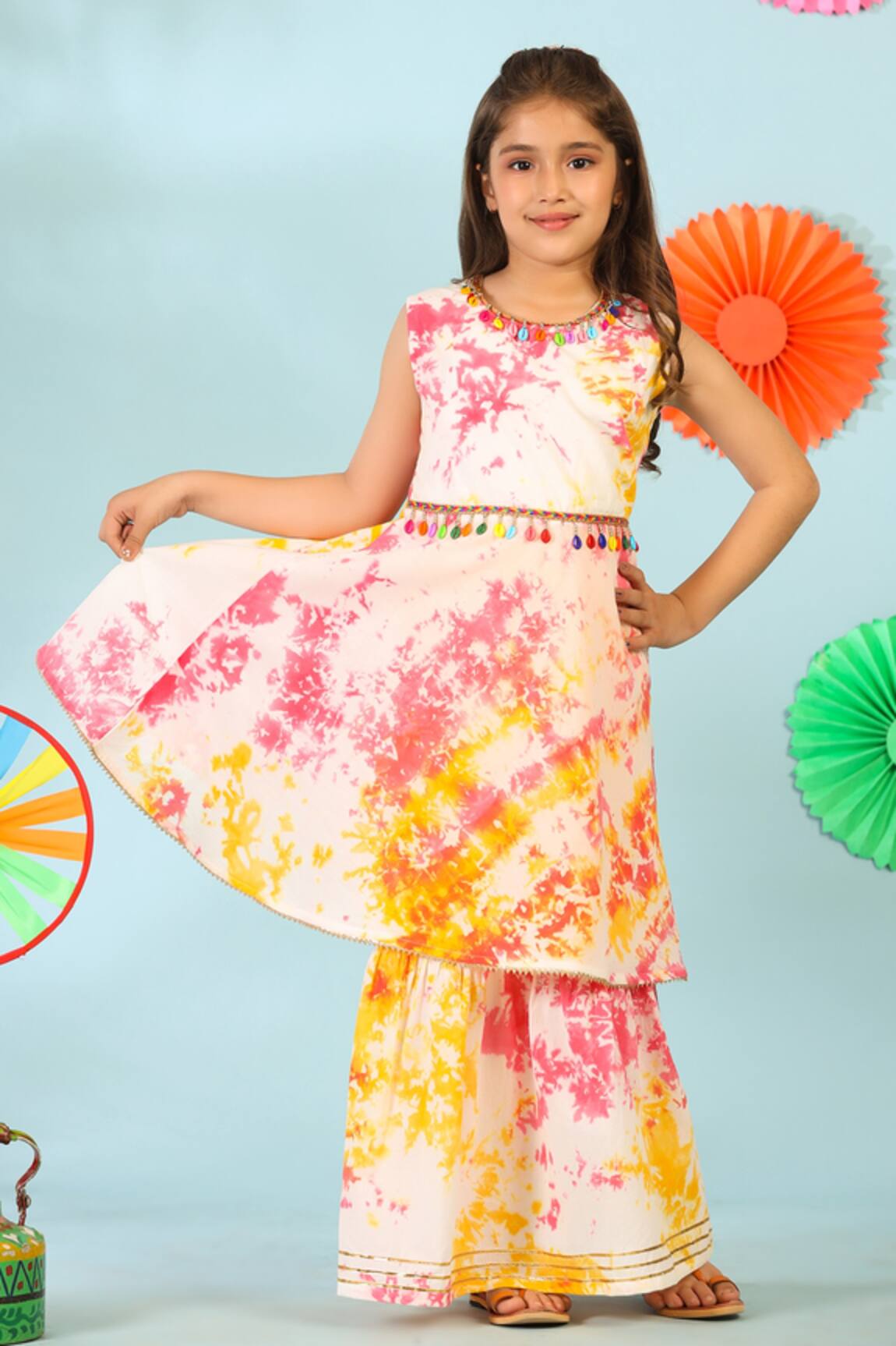 Cute Couture Abstract Print Anarkali & Skirt Set 