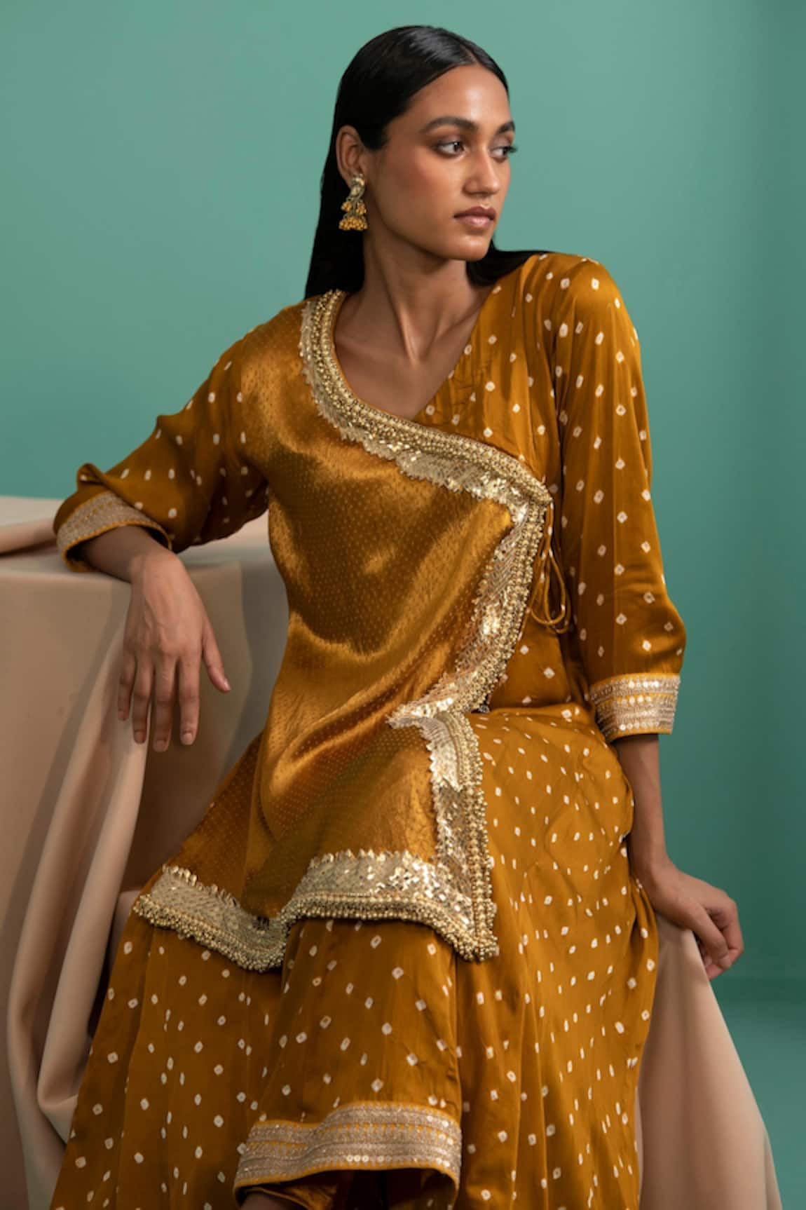 5elements Bandhani Pattern Anarkali With Pant