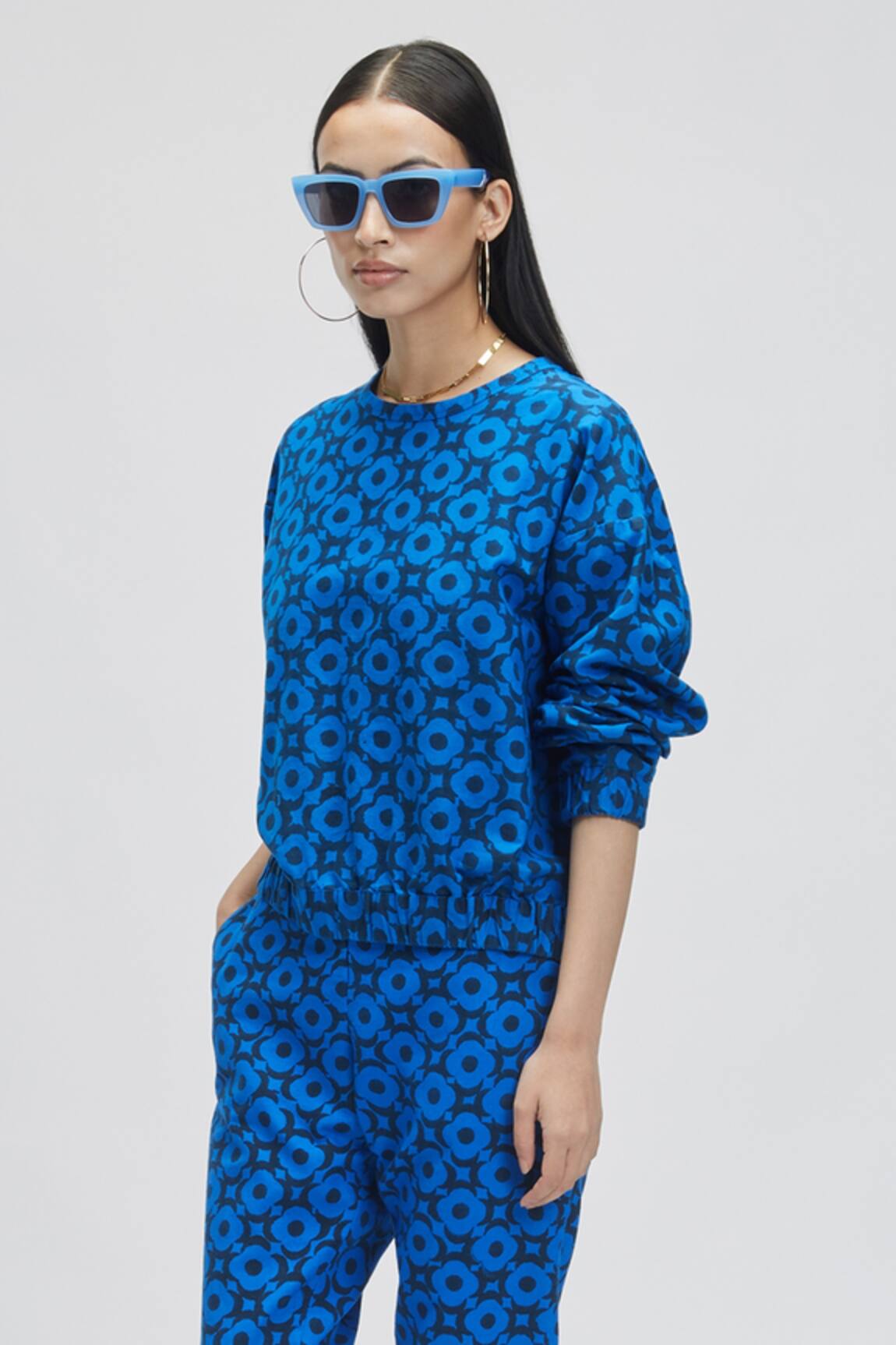 Terra Luna Floral Block Printed Sweatshirt