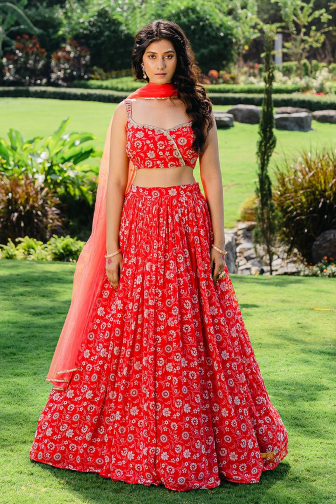REDPINE DESIGNS Floral Print Lehenga Set 