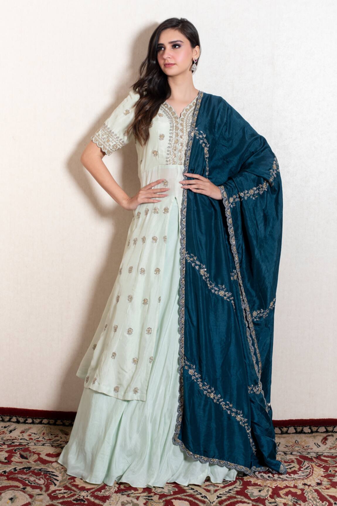 Kesar Studio Zardozi Embroidered Kurta Lehenga Set 