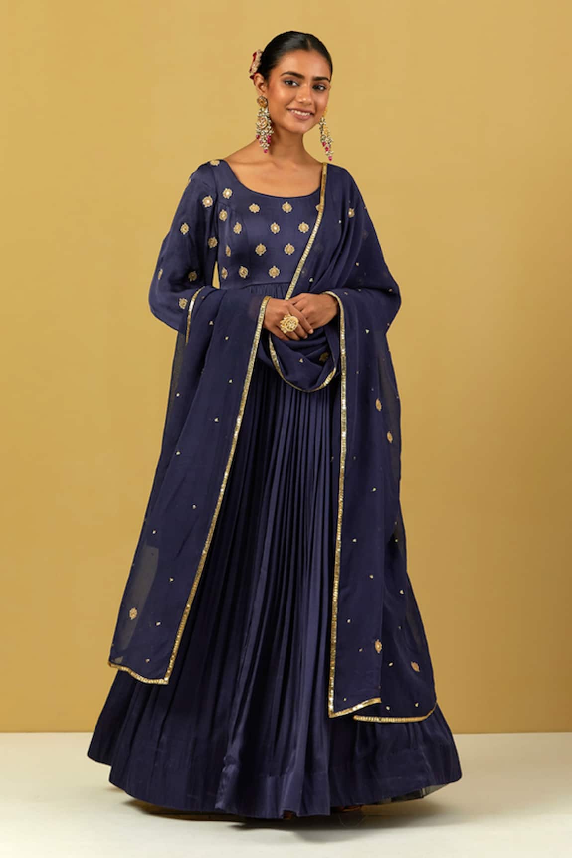 Ikshita Choudhary Satin Hand Embroidered Anarkali With Dupatta 