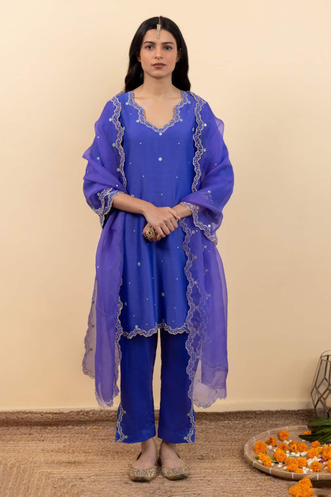 Pita Nila Isla Chanderi Embroidered Kurta Set