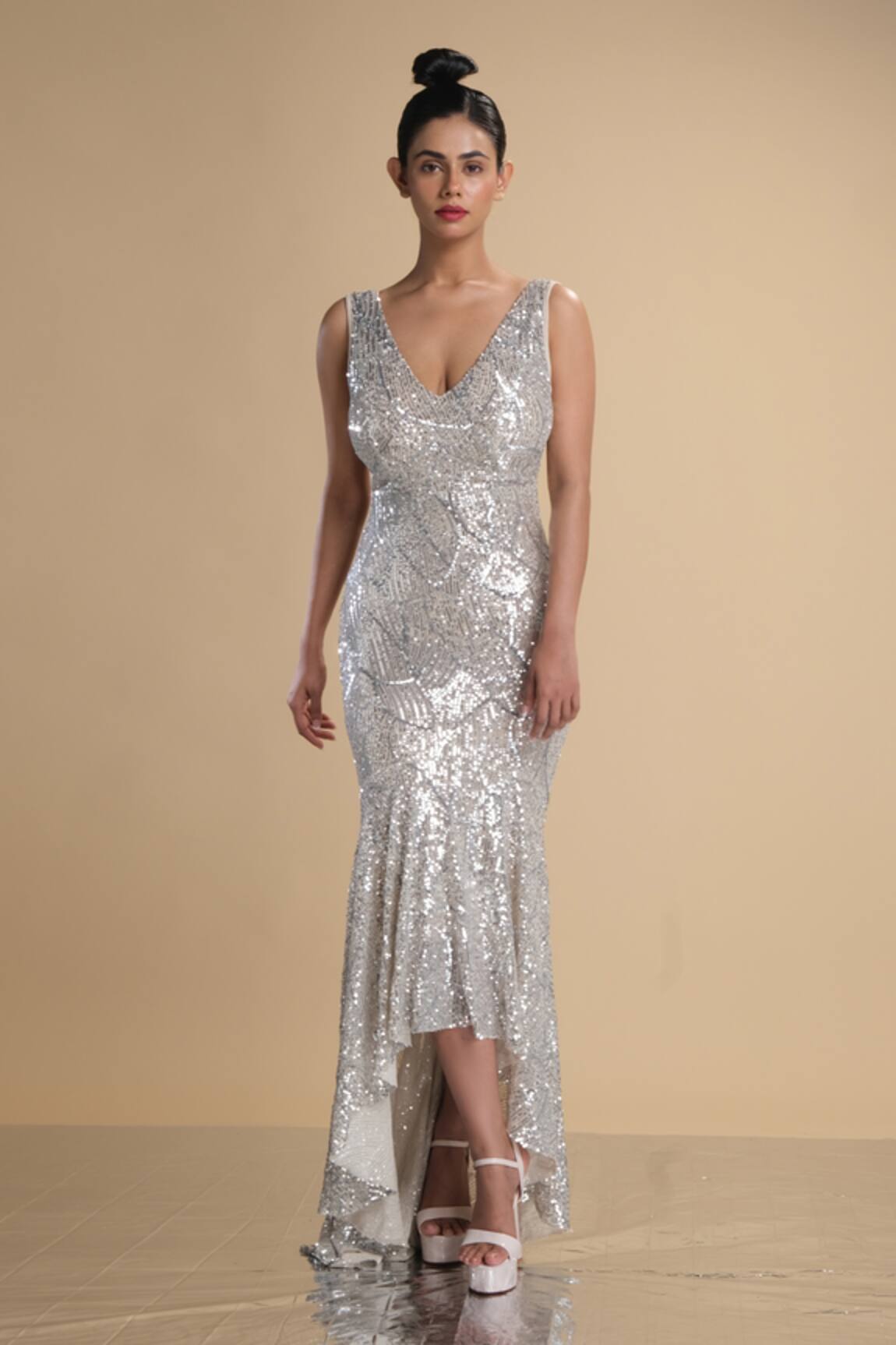 Kommal Sood Sequin Embroidered Sleeveless Gown