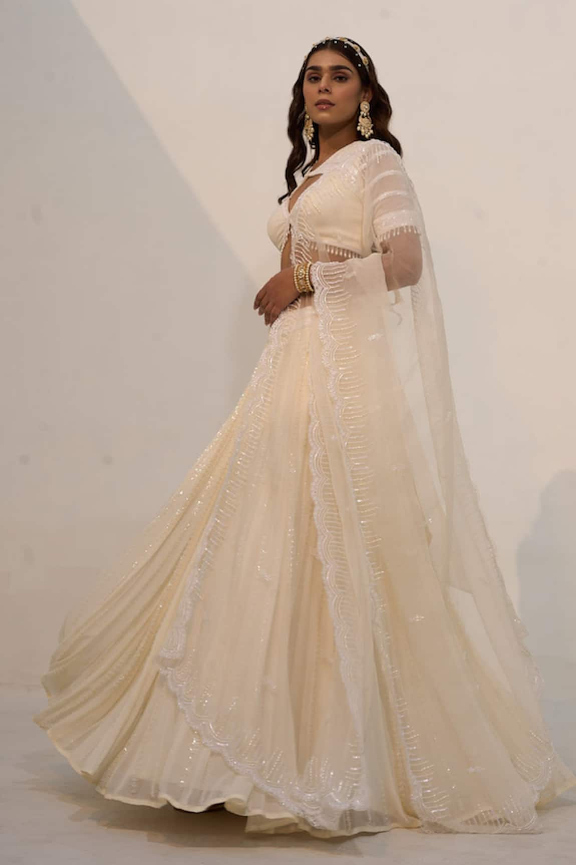 Nayna Kapoor Flower Sequin Embellished Lehenga Set