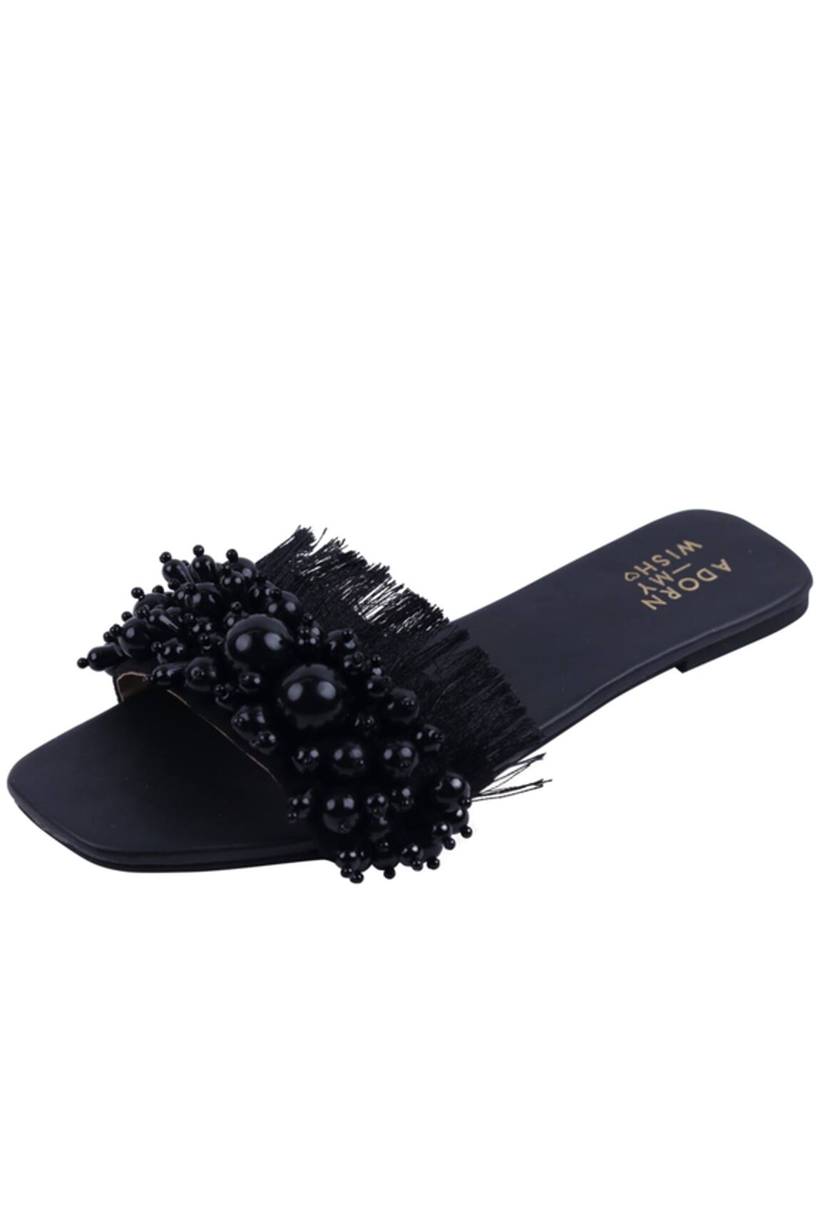 Adorn My Wish Pearl & Fringe Embellished Flats 