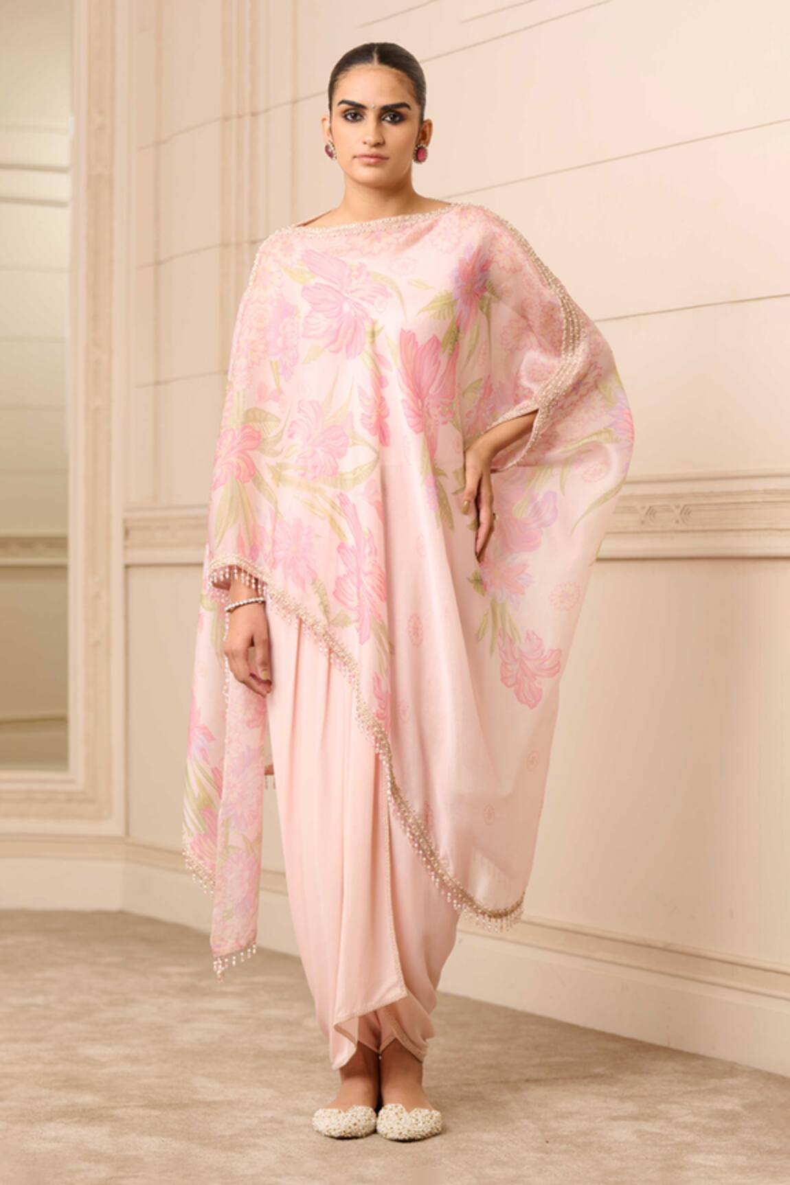 Tarun Tahiliani Floral Print Kaftan Top & Dhoti Pant Set