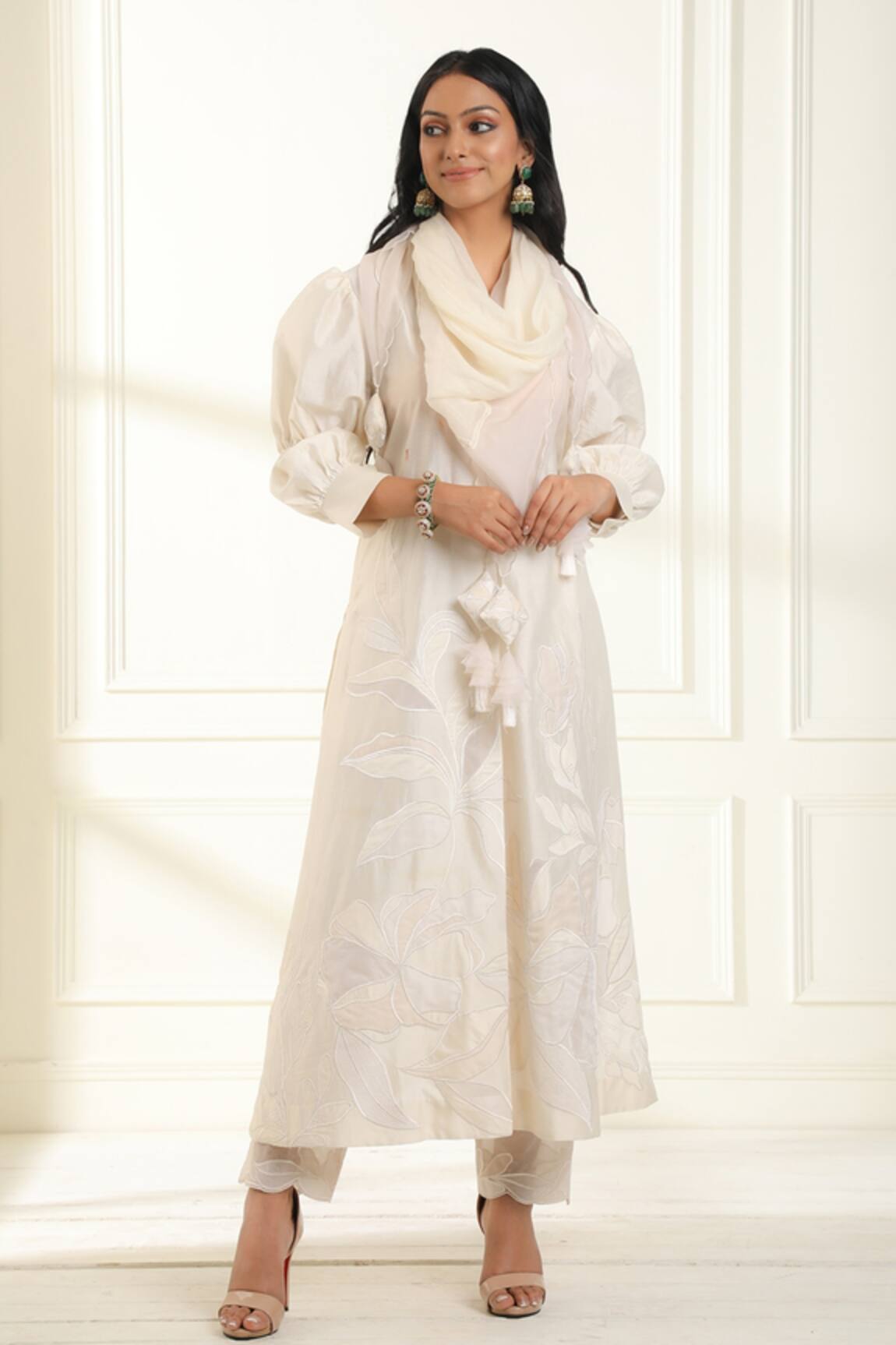 Omana By Ranjana Bothra Safina Chanderi Applique Embroidered Kurta Set