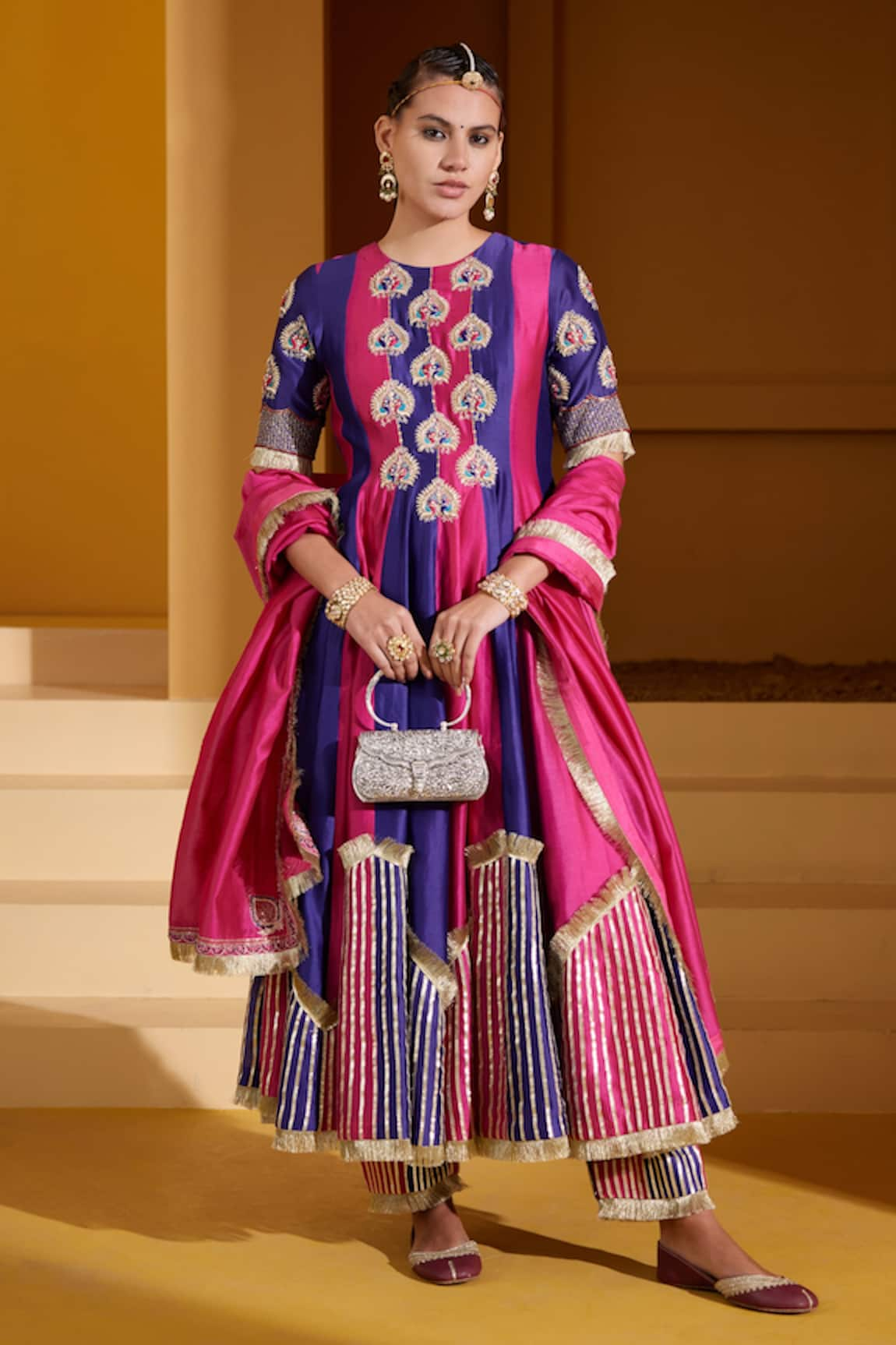 Pratibha Sultania Embellished Chanderi Anarkali Set