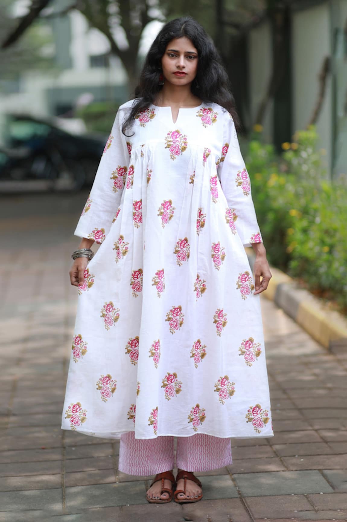 TINA EAPEN COLLECTIVE Cotton Printed Anarkali & Flared Pant Set