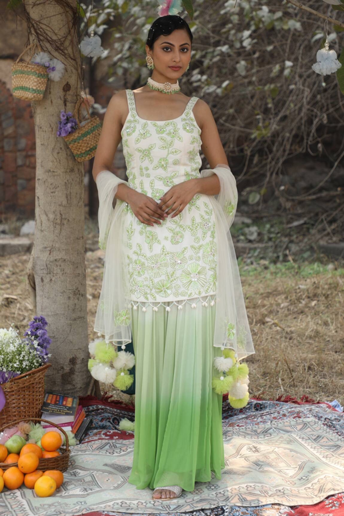 Nitisha Kashyap Official Floral Embroidered Kurta Sharara Set 