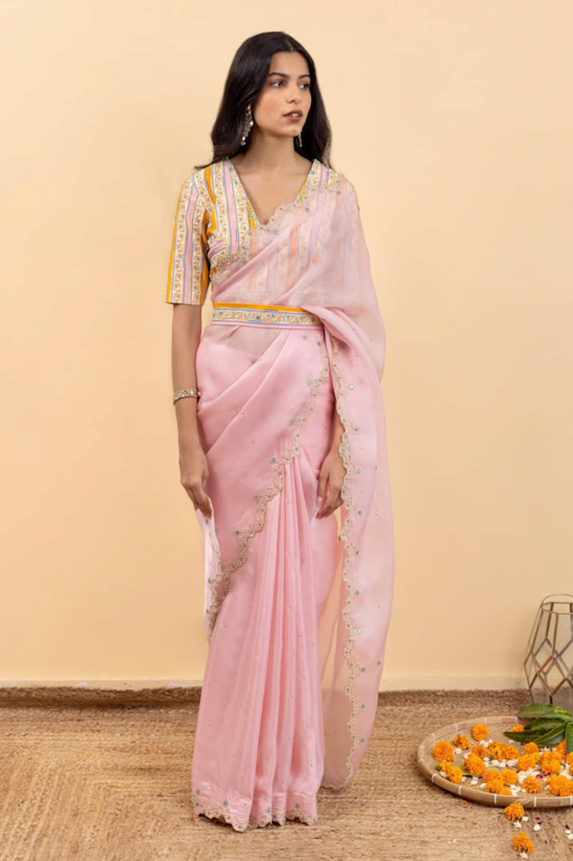 Pita Nila Soha Embroidered Saree With Kira Print Blouse