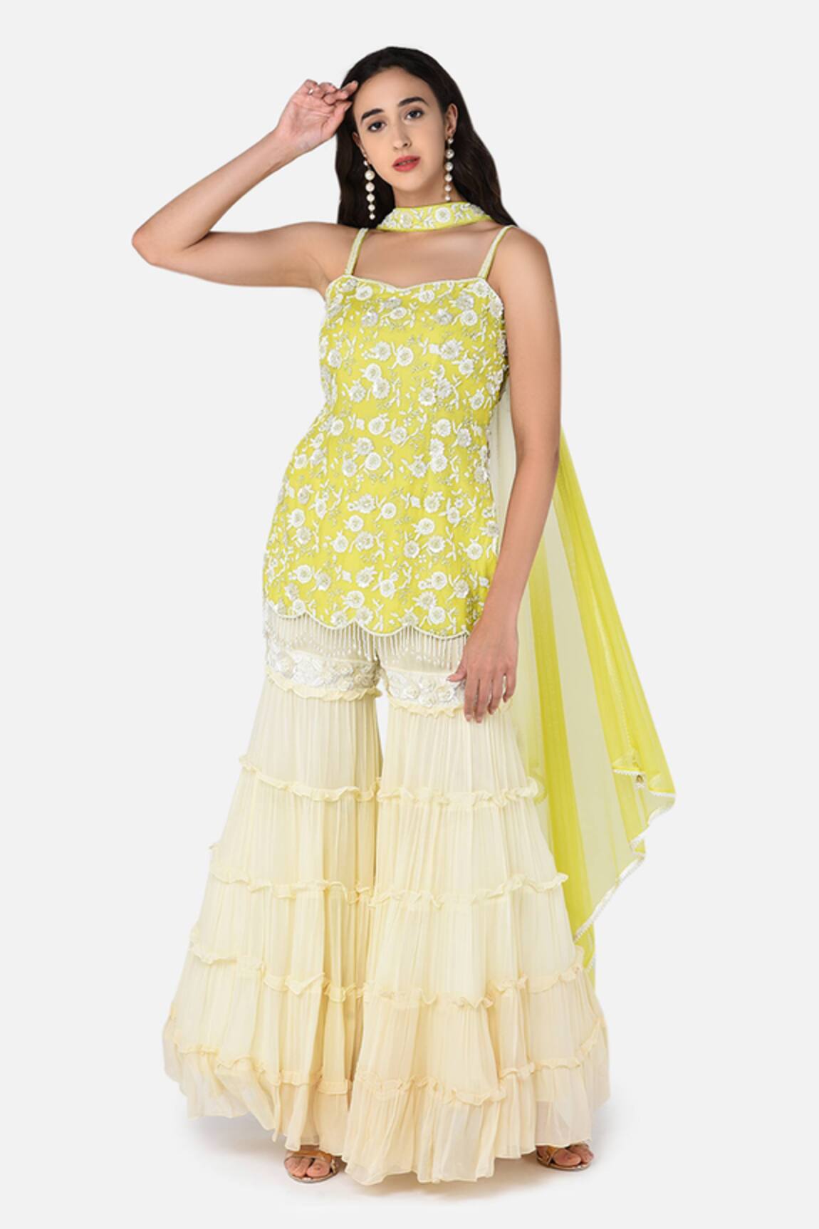 Keith Gomes Embroidered Kurta Sharara Set 
