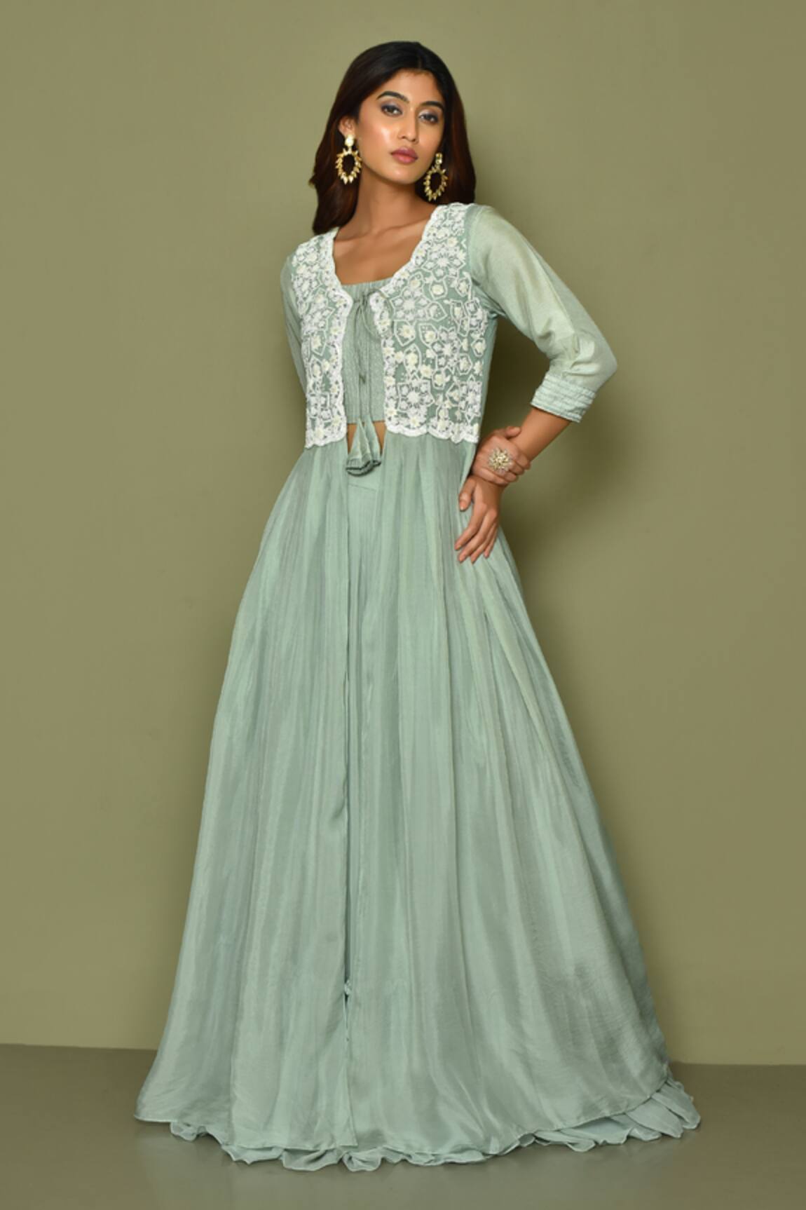 Samyukta Singhania Pearl Embroidered Jacket Lehenga Set