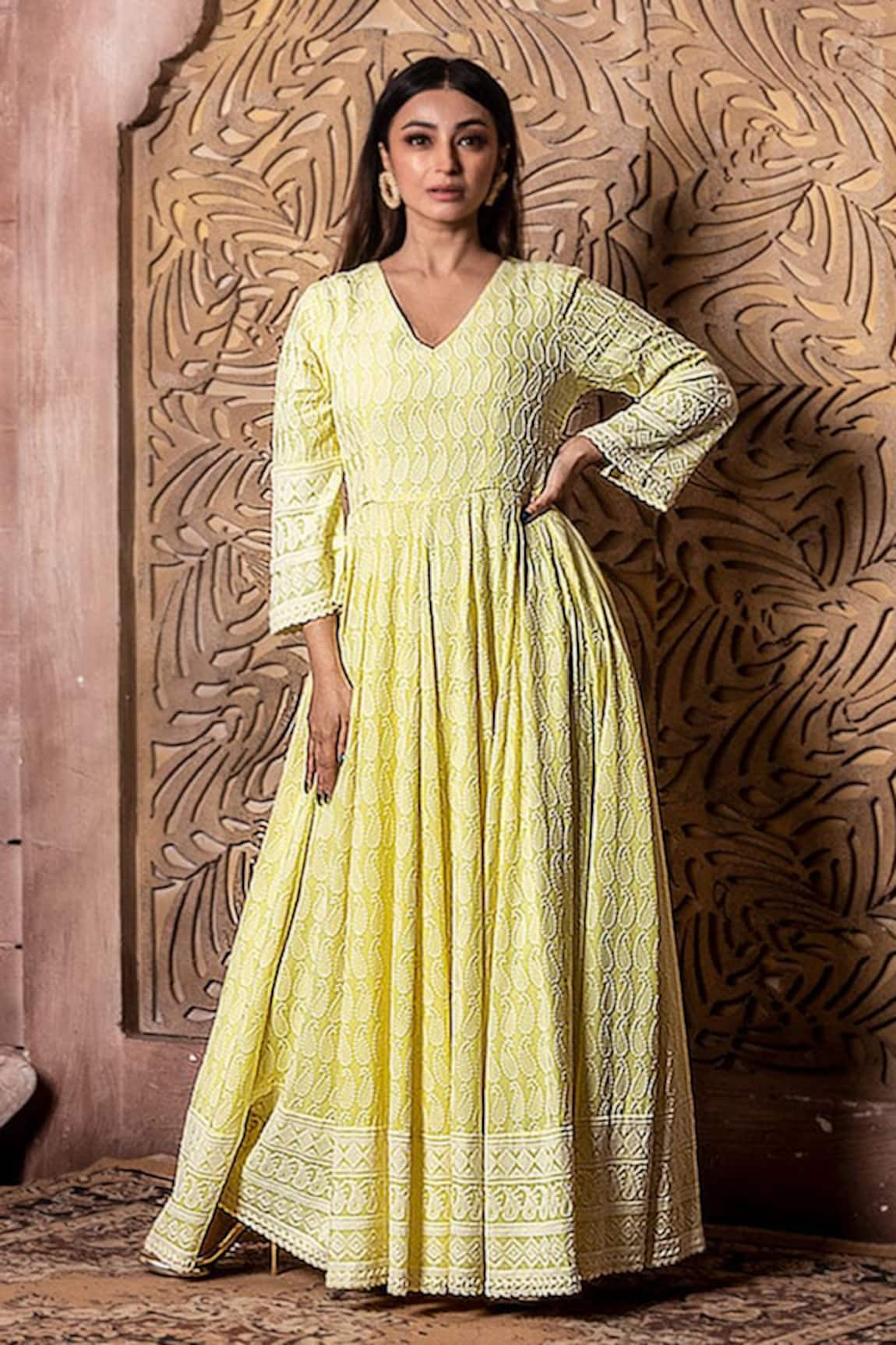 Monk & Mei By Sonia Anand Falak Chikankari Sunshine Anarkali