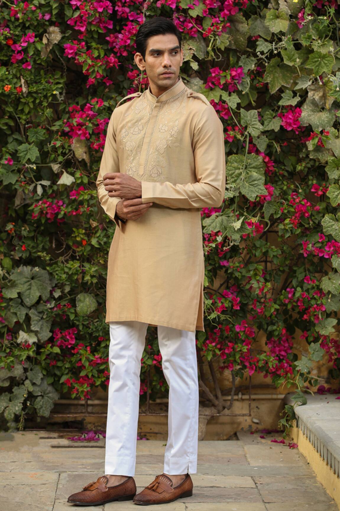 Raw & Rustic By Niti Bothra Banarasi Chanderi Silk Applique Kurta 