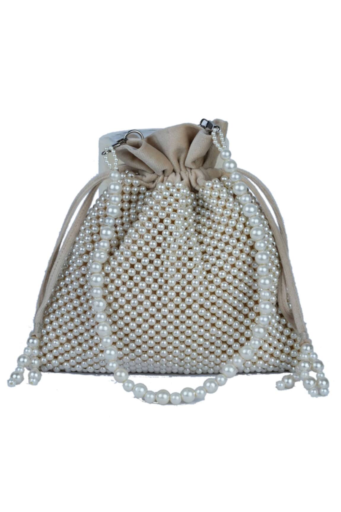 Nayaab By Sonia Nacre Pearl Embroidered Potli Bag