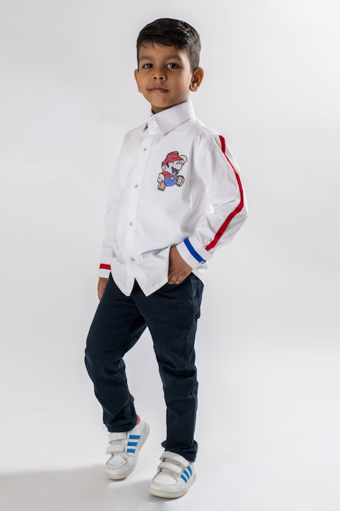 Lil Angels Mario Embroidered Cotton Shirt