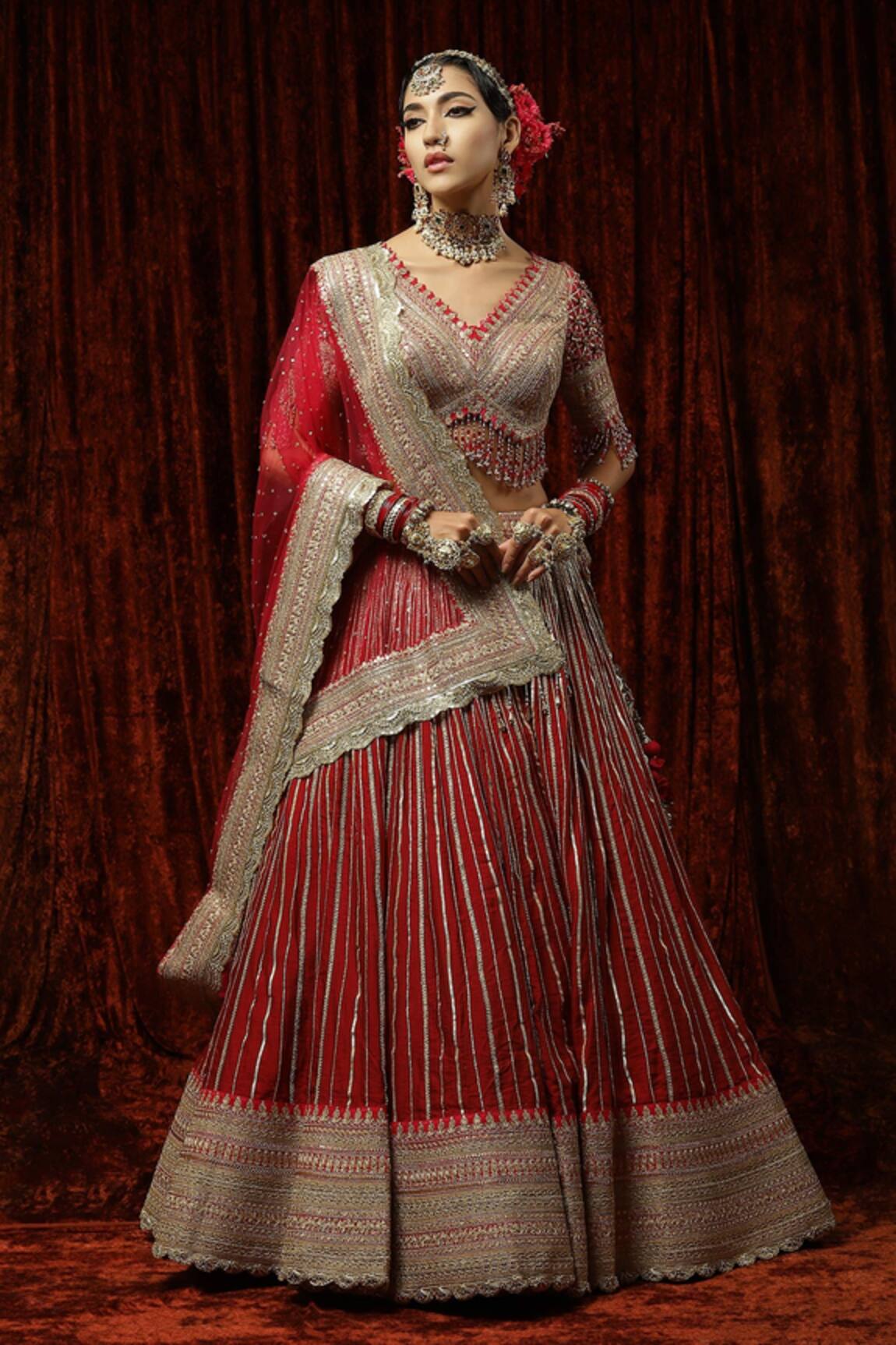 Shikhar Sharma Ruh Gulab Gota Embroidered Bridal Lehenga Set