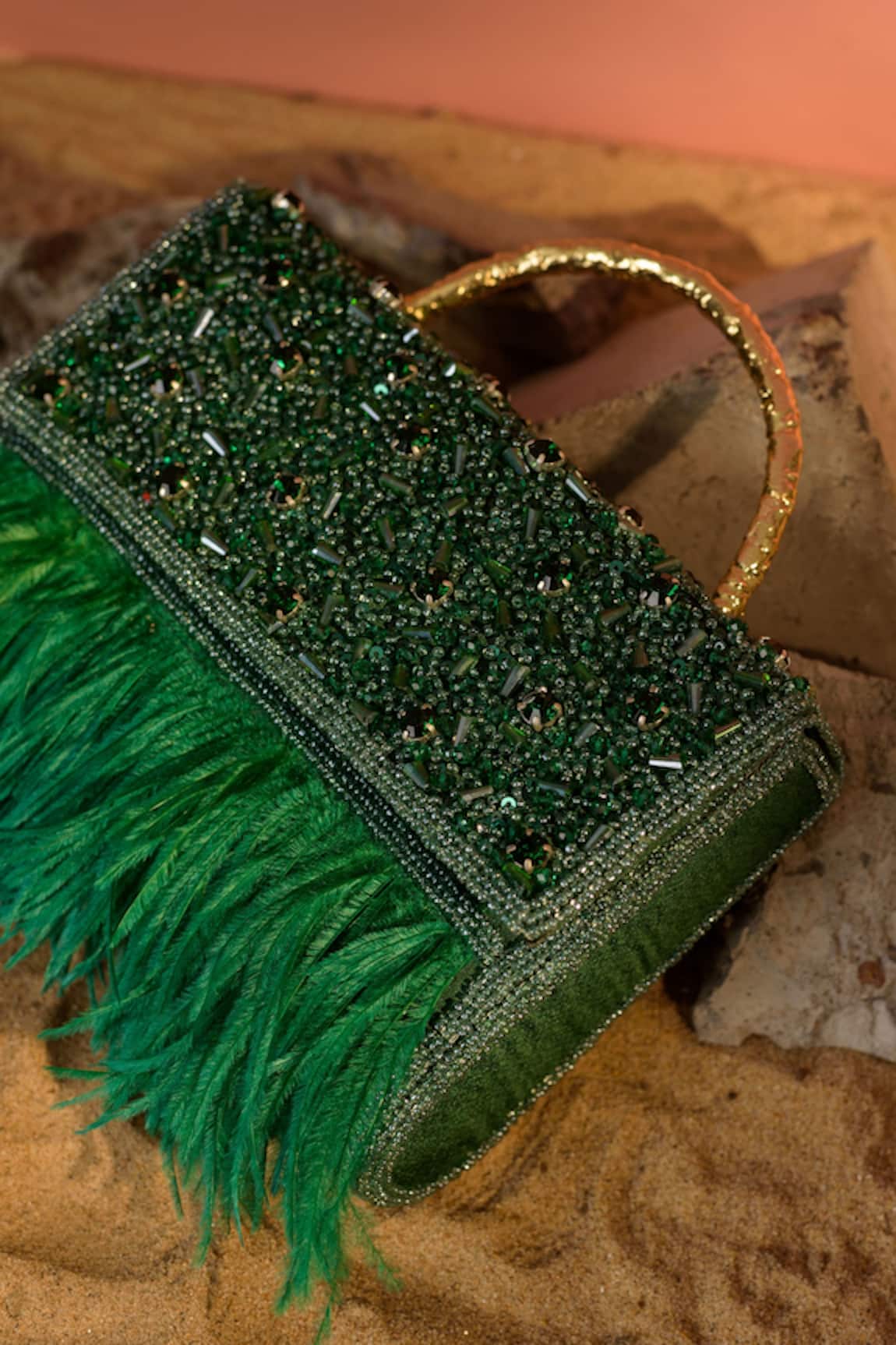 Be Chic Fiery Bead Embellished Box Clutch