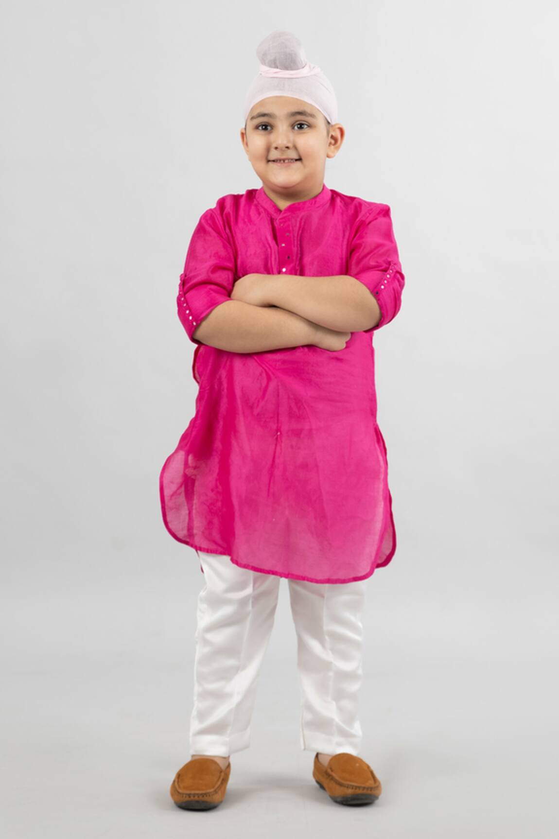 Darleen Kids Couture Chanderi Embroidered Kurta & Pant Set