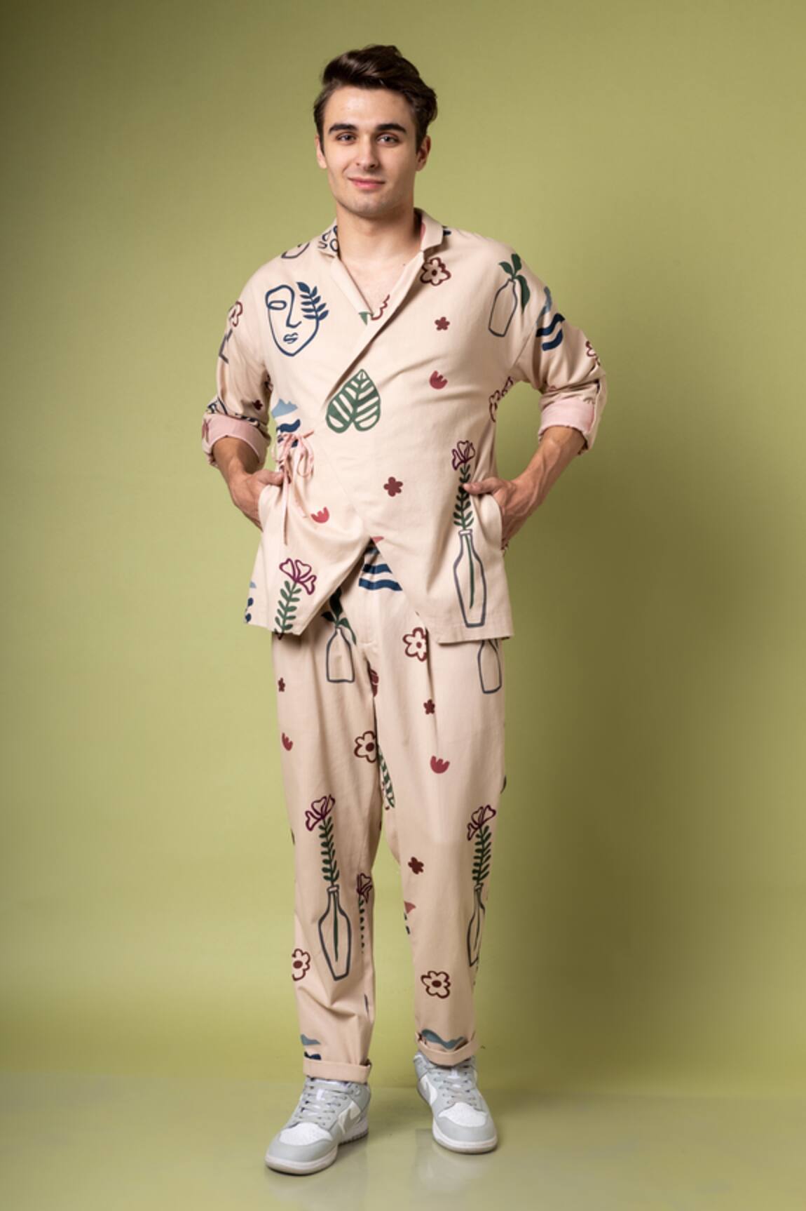 Doodlage Abstract Print Wrap Shacket